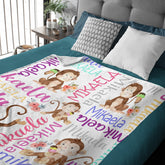 Personalized Rainbow Monkey Baby Blanket